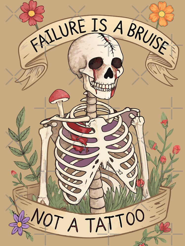 Failure Is a Bruise, Not a Tattoo – Skeleton Resilience Art by pixelated_echoes