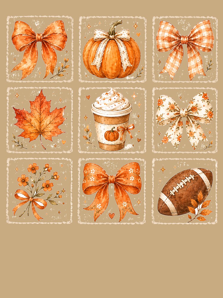 Coquette Autumn Bows Collage Fall Pumpkin Spice,  Football and Maple Leaf by Yellowriversss