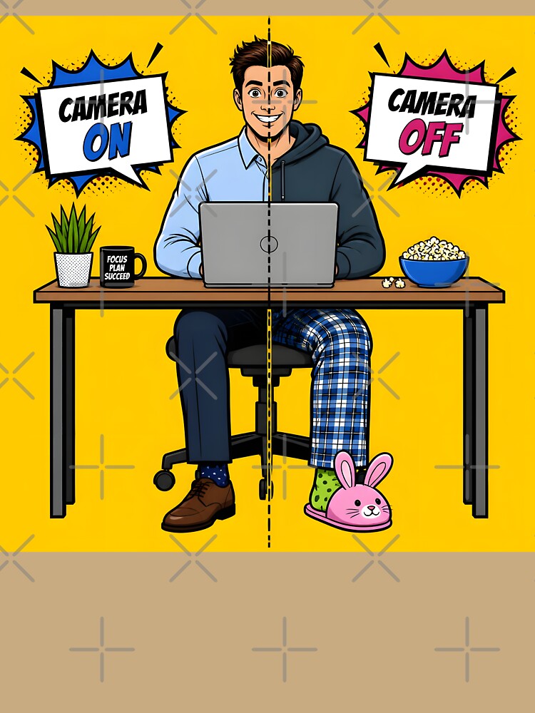 Work From Home Camera On Vs Off Funny Remote Work by ThirdShiftLab