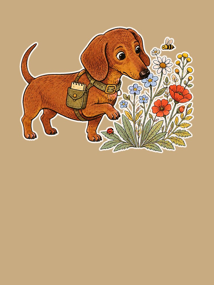 Whimsical Dachshund Wildflower Garden Inspector by Jaani-T