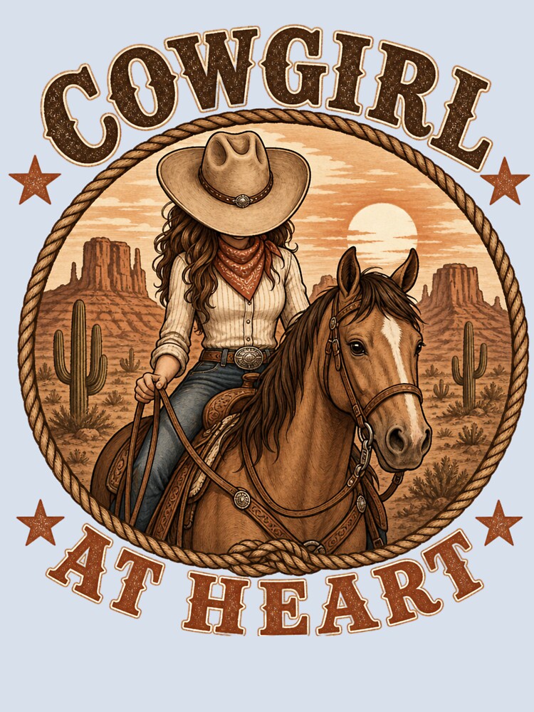 Cowgirl at Heart Western Horse Riding T-Shirt by Dbm Teeverse