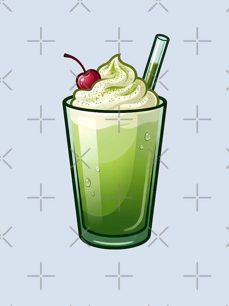 Cute Matcha Milkshake Kawaii Japanese Café Aesthetic Design by BobaBunny76