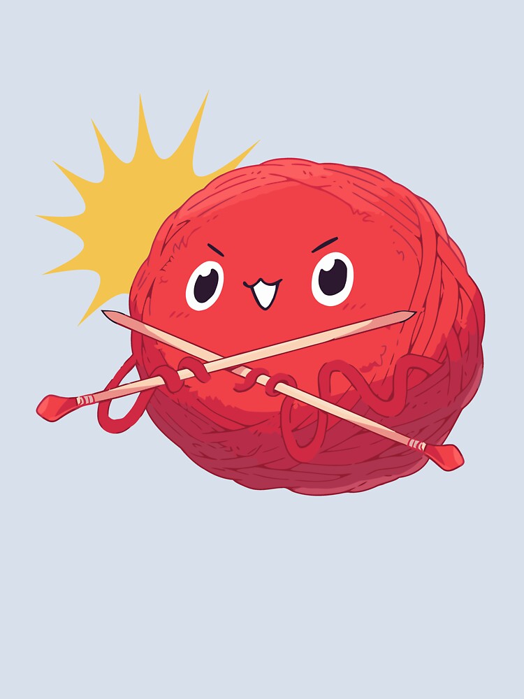 Red Yarn Ball with Knitting Needles by TurtleDojo
