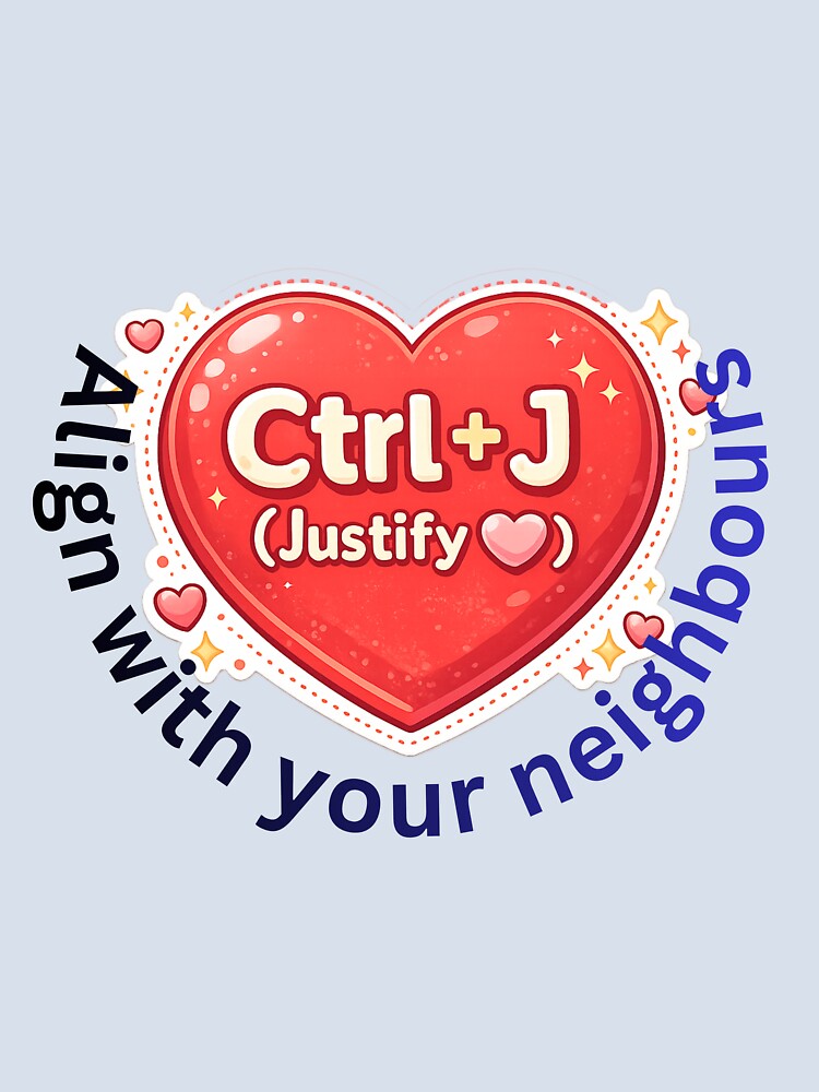 Control Justify. Have Heart Alignment with Neighbors– Keyboard Shortcut Love Design for Programmers & Computer Lovers by UC-AbelBooks