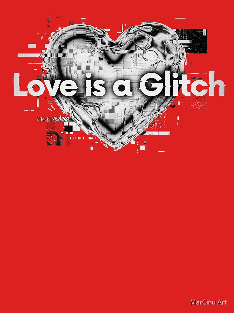 Love is a Glitch Chrome Heart Cyberpunk Y2K Aesthetic by MarCinu Art
