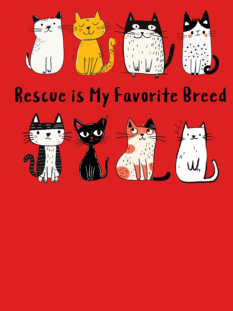 Rescue is My Favorite Breed Funny Cat by Sachie's Studio
