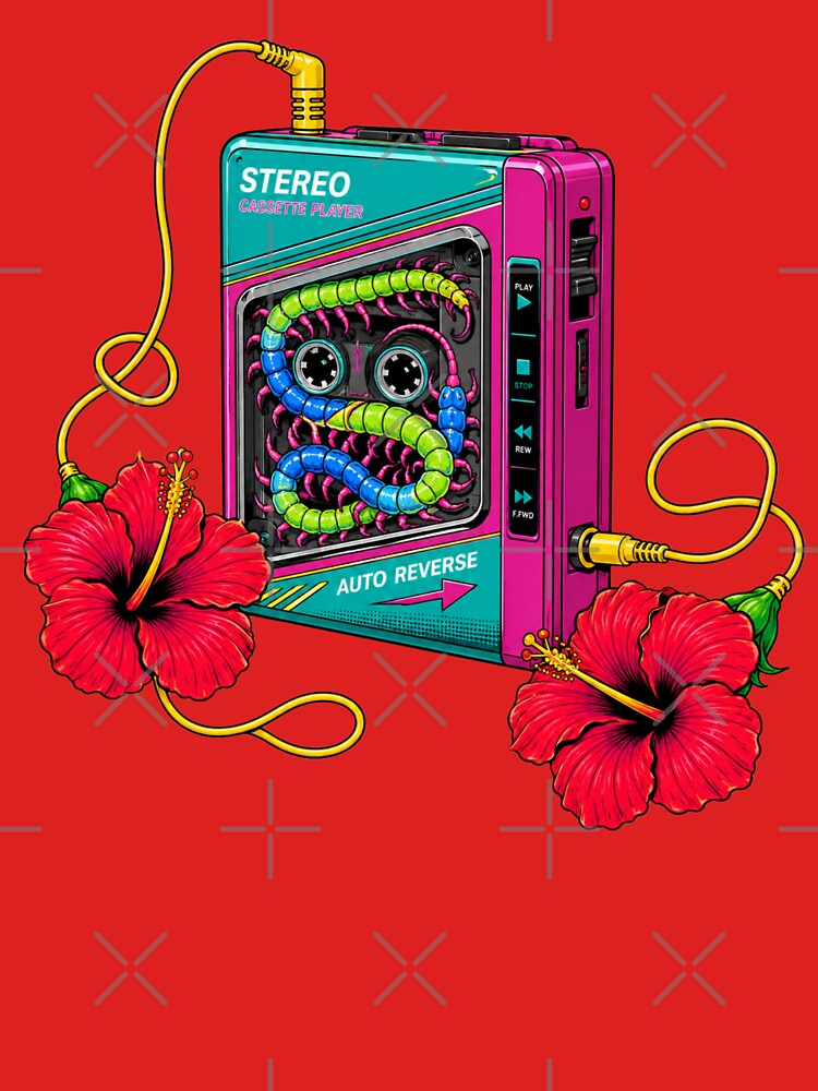 Retro Cassette Centipede Surreal Fusion Art by MarVan-Prints