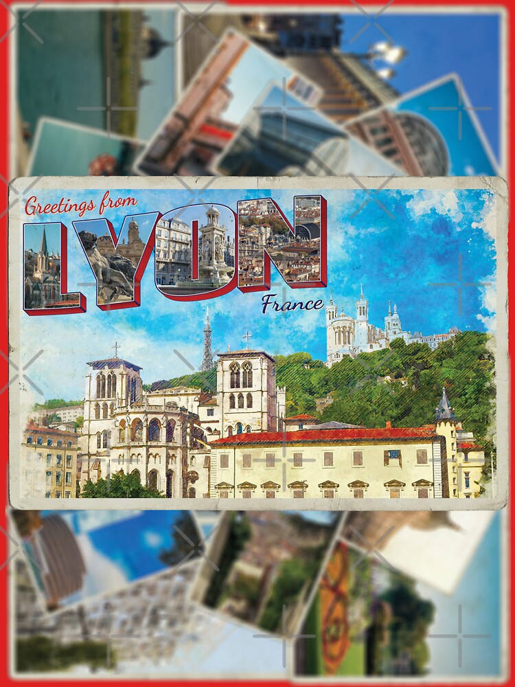 Greetings from Lyon in France Vintage style retro souvenir by DeveloperProp0