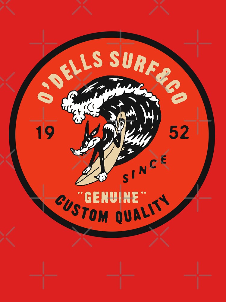 Vintage O’Dells Surf & Co. Surfboards Surfin Dog since 1952 fifties / sixties retro surf art logo by Kludoman