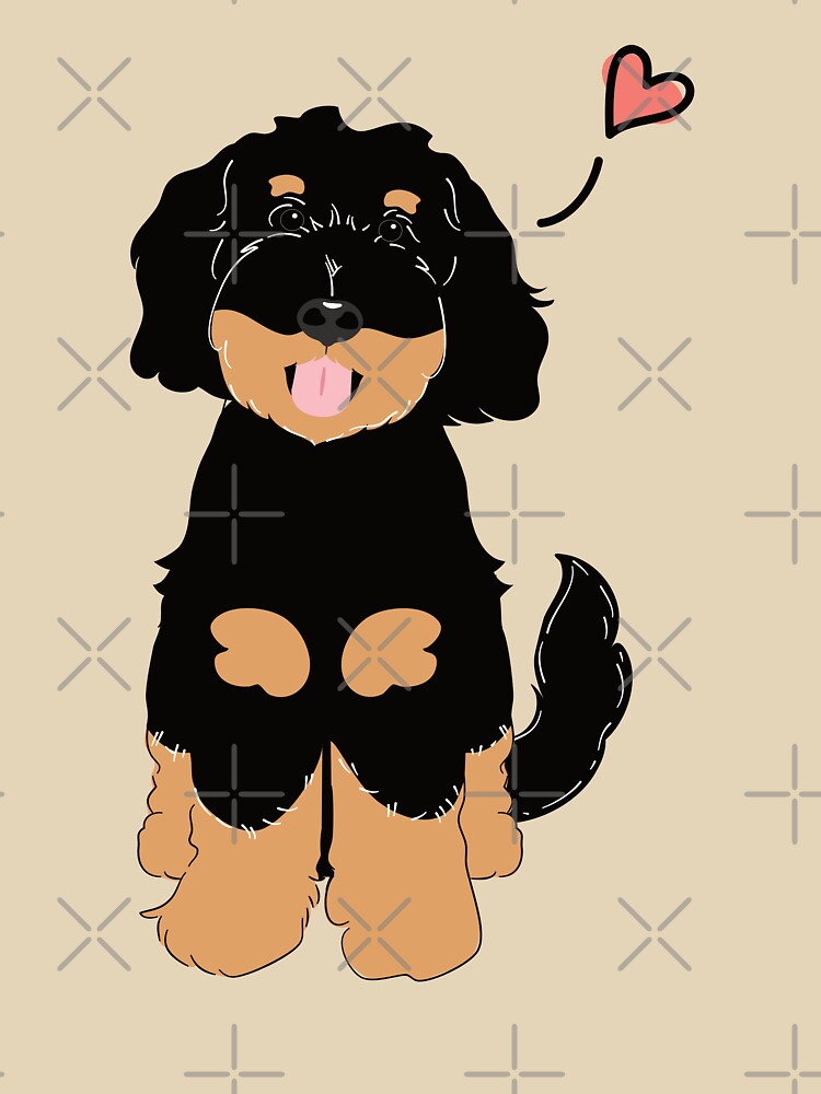 LOVE Black Tan Phantom Goldendoodle Dog by Lulupainting
