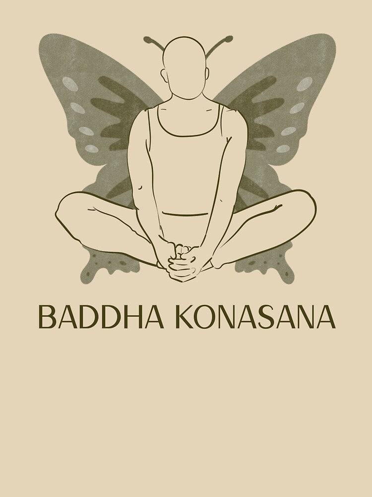 Butterfly Yoga Pose Baddha Konasana – Peaceful Meditation Yoga Design by WellspringXflow