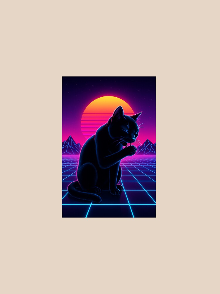 Neon Night Guardian – Synthwave Black Cat by SwanDigitalEnt
