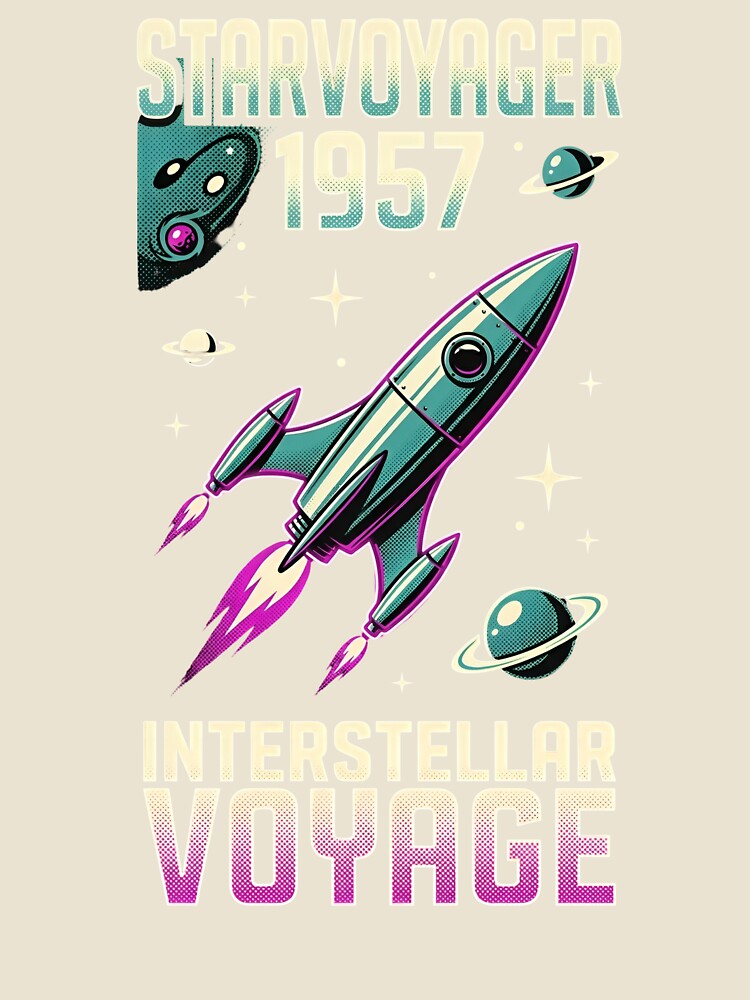 Starvoyager 1957 Retro Rocket - Vintage Space Travel Poster - Interstellar Voyage by Void and Neon