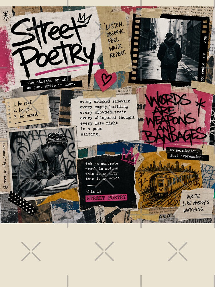 STREET POETRY — Mixed‑Media Collage Poster (Graffiti & Analog Ephemera) by Jandedan