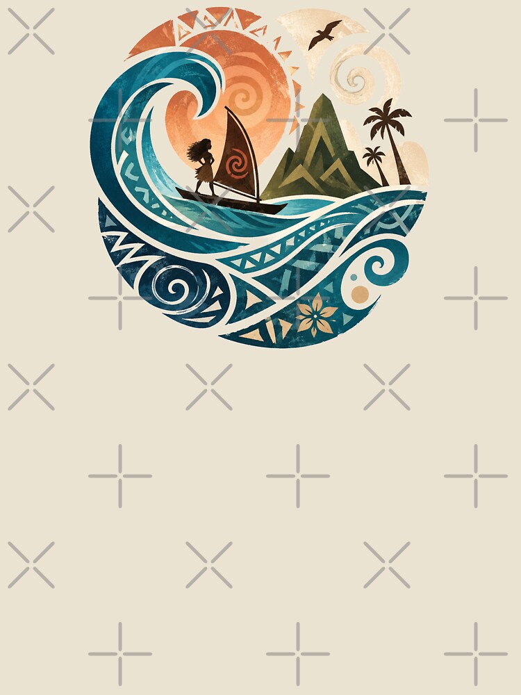 Moana Inspired Abstract Ocean Adventure Art | Polynesian Island Wave Graphic | Tropical Voyage Illustration by Dimu Co.