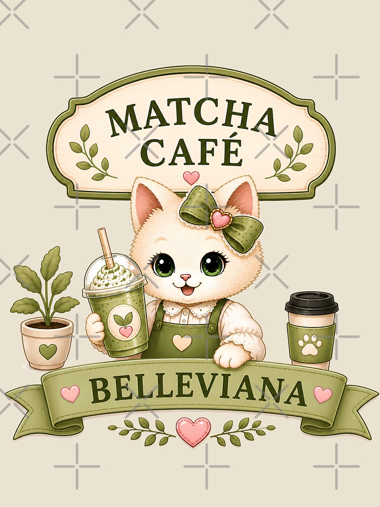Cute Matcha Cat Gift by belleviana