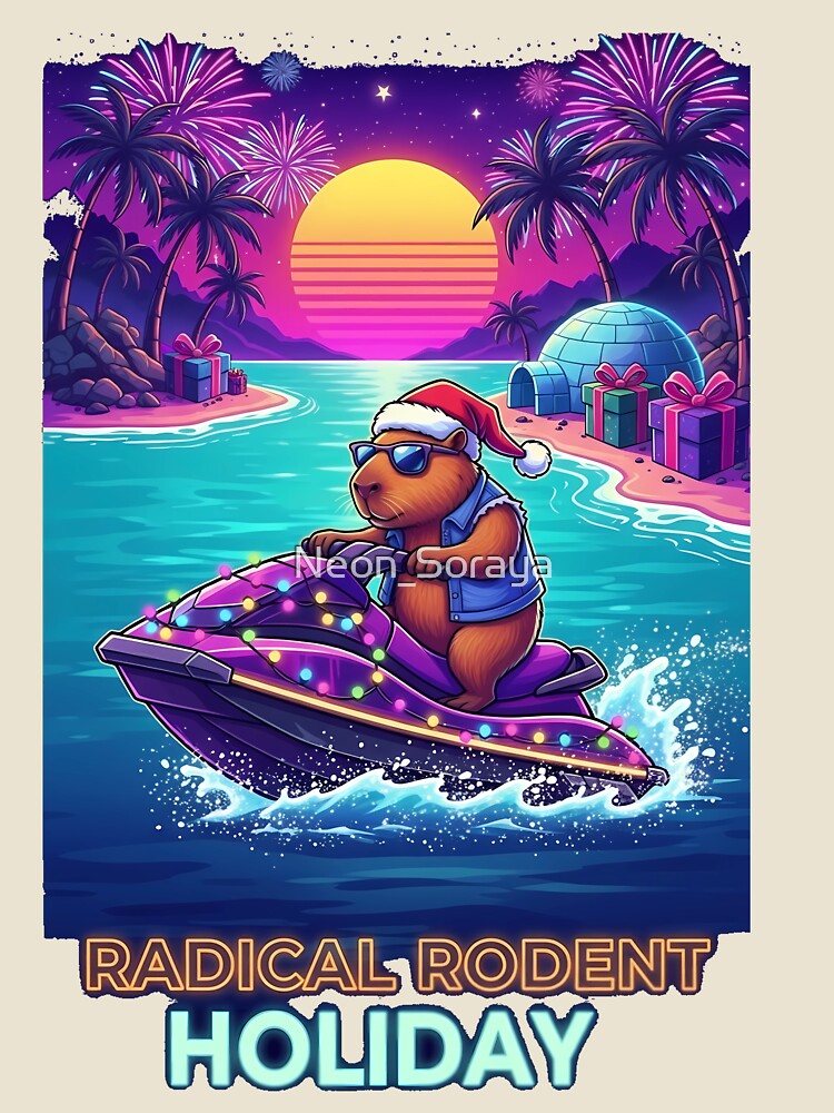 Radical Rodent Holiday – Neon Retro Arcade Art by Neon_Soraya