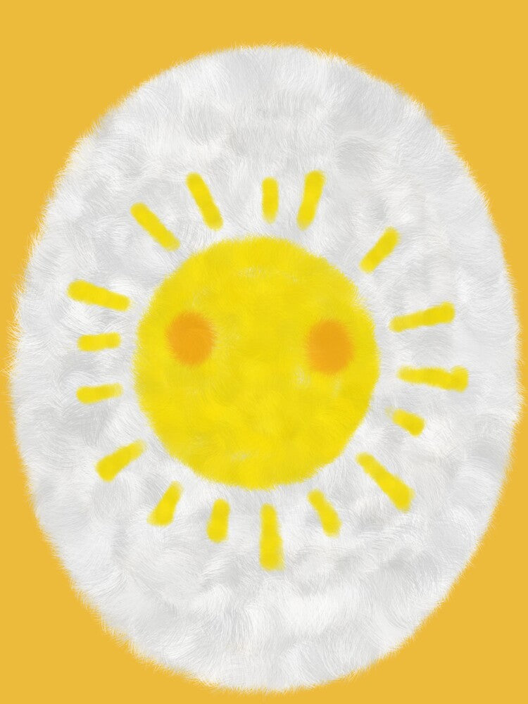 Retro Care Belly Design with Bright Yellow Sun Icon by andabelart