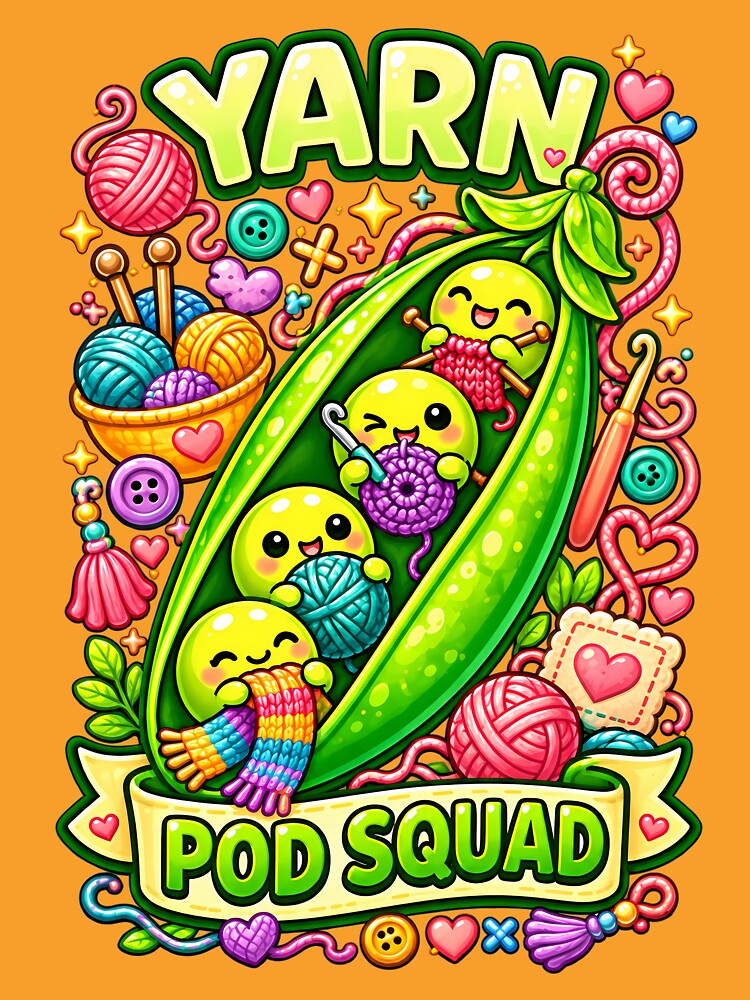 Yarn Pod Squad - Cute Kawaii Knitting & Crochet Peas by Human Error Goods