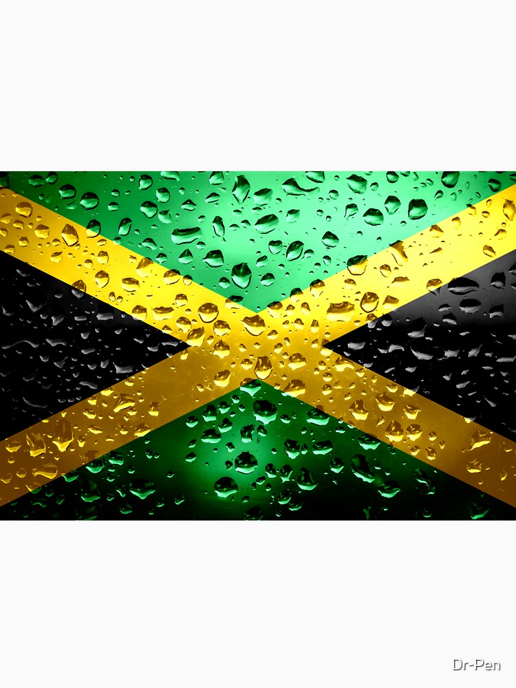 Flag of Jamaica - Raindrops Rasta Rastafarian Jamaican Metallic Water Rain Flags Grunge by Dr-Pen