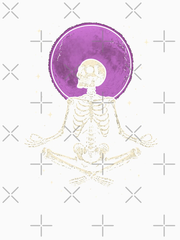 Dead Inside Skeleton – Purple Moon Gothic Graphic Tee by Nibble & Doodle