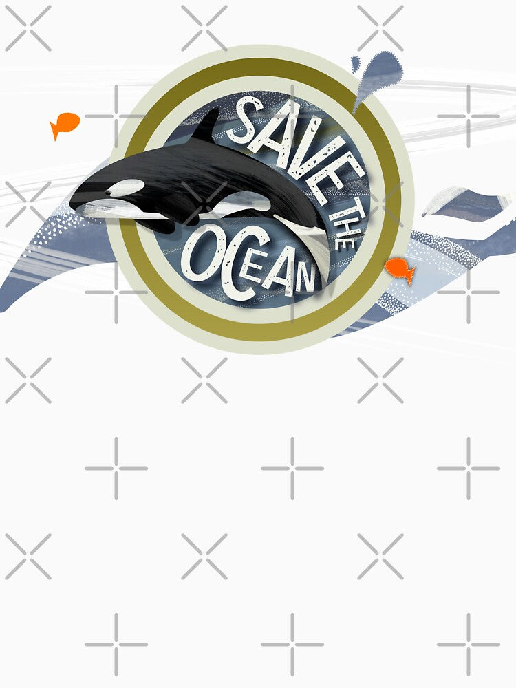 Save our Oceans - Striking orca whale save the seas range for wild open water swimmers - Caroline Laursen Original by Caroline Laursen