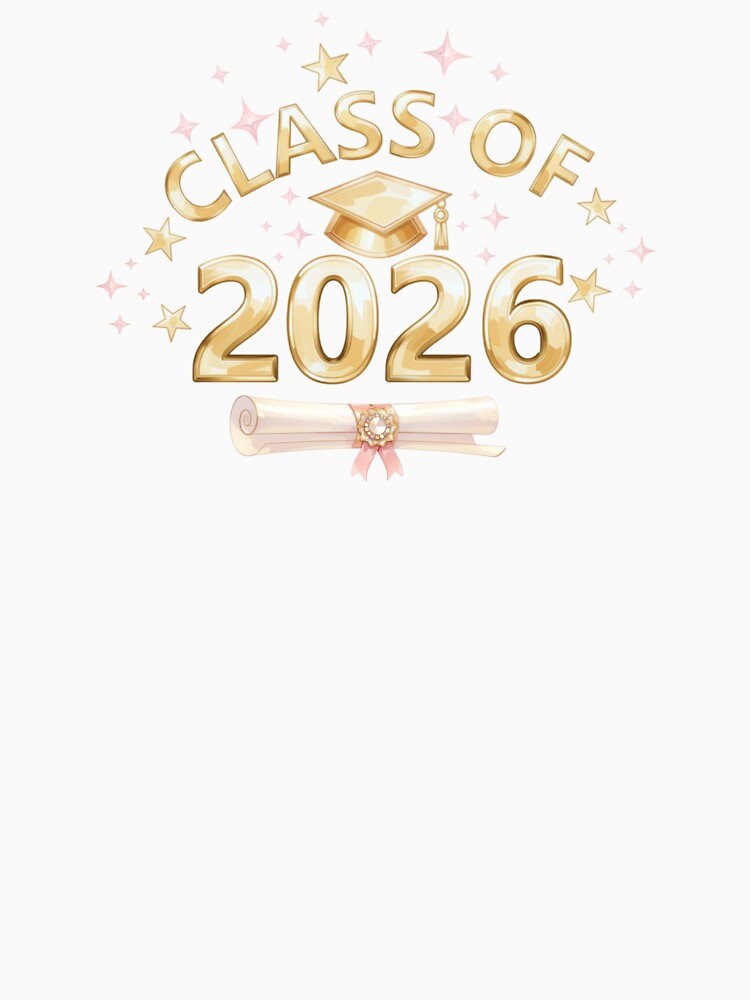 Copy of Class of 2026 Graduate with Gold Graduation Hat, Diploma & Gold/Pink Stars by JeweledDesigns