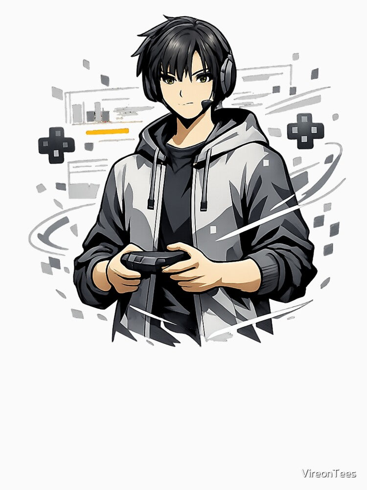Anime Gamer Mode – Focused Competitive Player Illustration by VireonTees