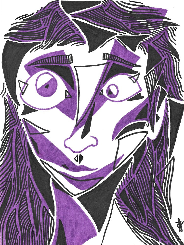 Abstract Face Sketch Purple Black White by BOKEbyTC