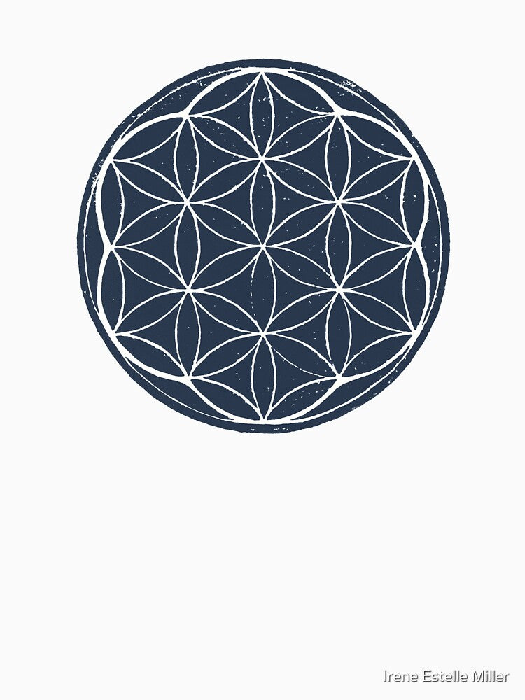 Flower of Life Linocut - Dusk + Snow by Irene Estelle