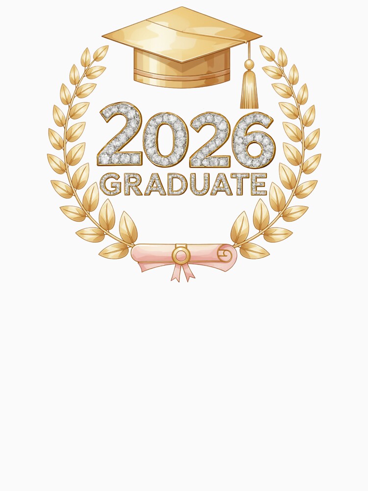 2026 Graduate with Royal Laurel Motif, Diploma & Diamonds by JeweledDesigns