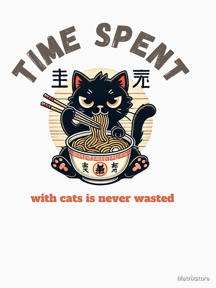 Noodle Cat Shirt, Ramen Cat, Foodie Lover, Black Cat Noodle, Retro Cat, Cat Lover Sweatshirts, Black Cat, by Matrixstore
