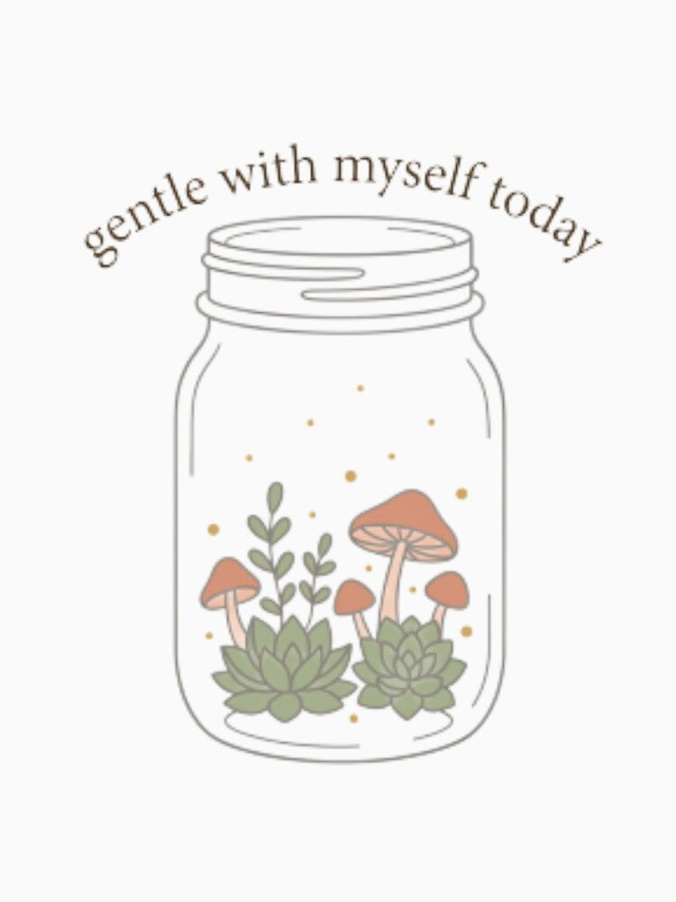 Gentle With Myself Today – Mindful Self Care Typography Design by CosmicQuietStudio