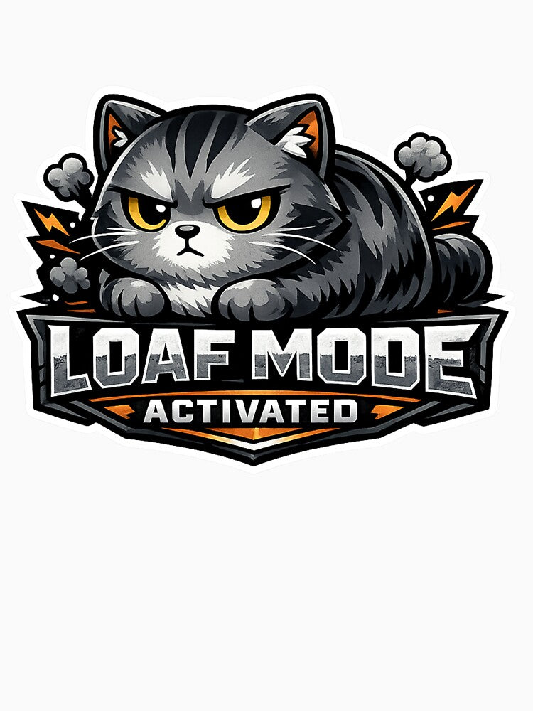 Grumpy Cat Loaf Mode Activated - Funny Gamer Cat Sticker & Apparel by Edge Case Studio