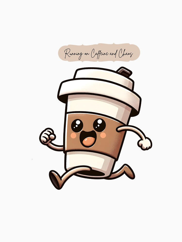 Running on Caffeine and Chaos – Funny Aesthetic Quote Design by CozyDreamNest