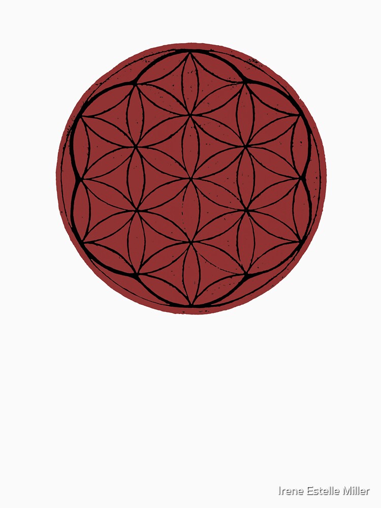 Flower of Life Linocut - Ruby + Coal by Irene Estelle