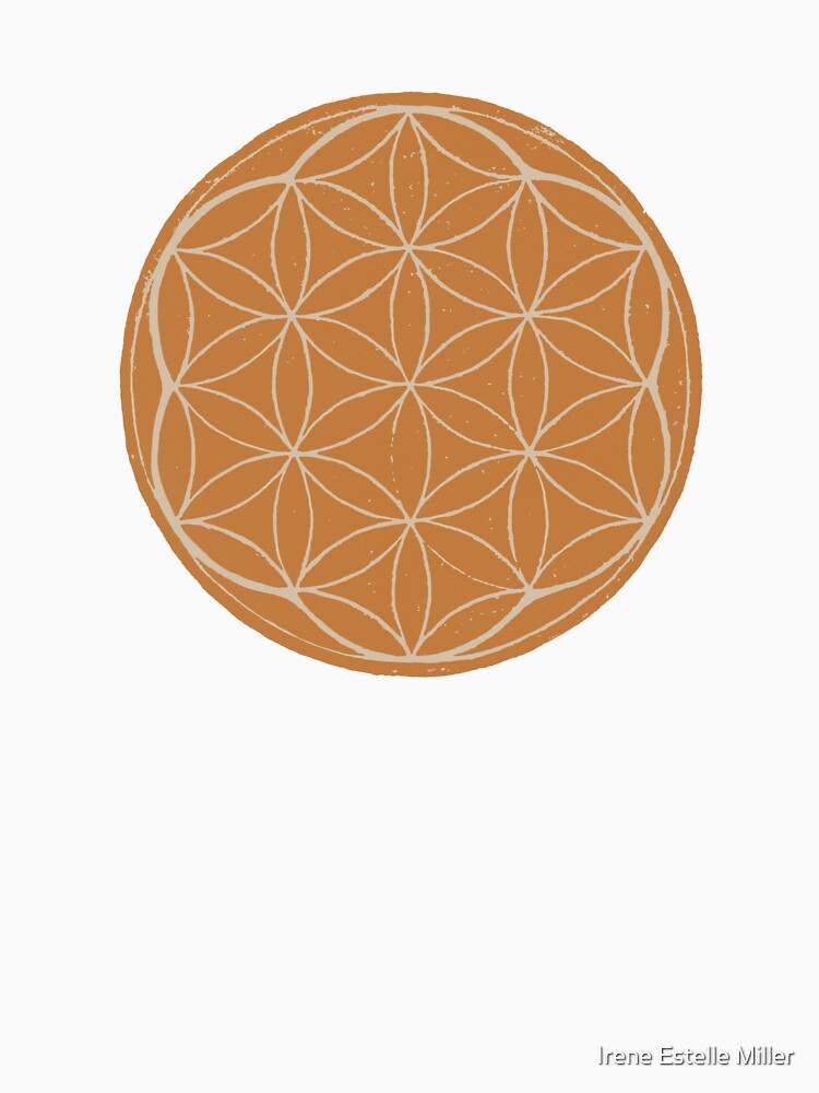 Flower of Life Linocut - Rust + Dove by Irene Estelle