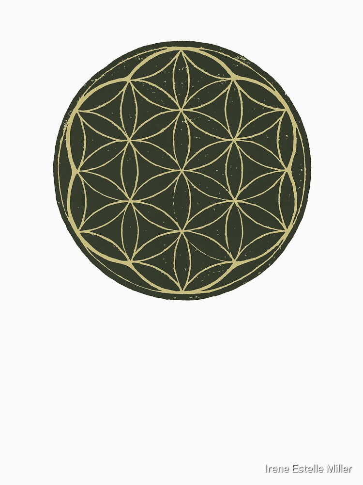Flower of Life Linocut - Pine + Gold by Irene Estelle