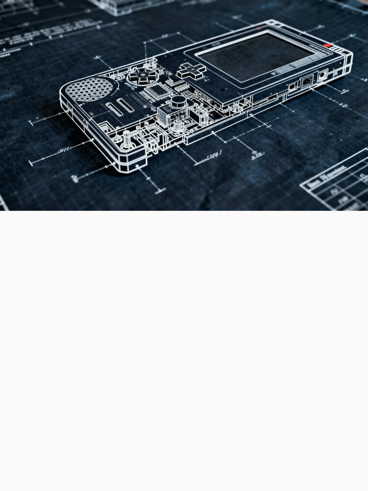 Retro Gaming Console Technical Blueprint Art by 1Celestdesign