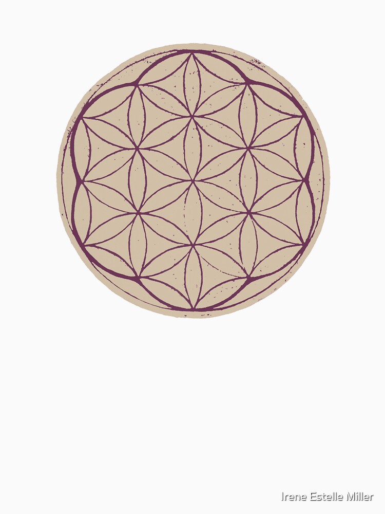 Flower of Life Linocut - Dove + Beet by Irene Estelle