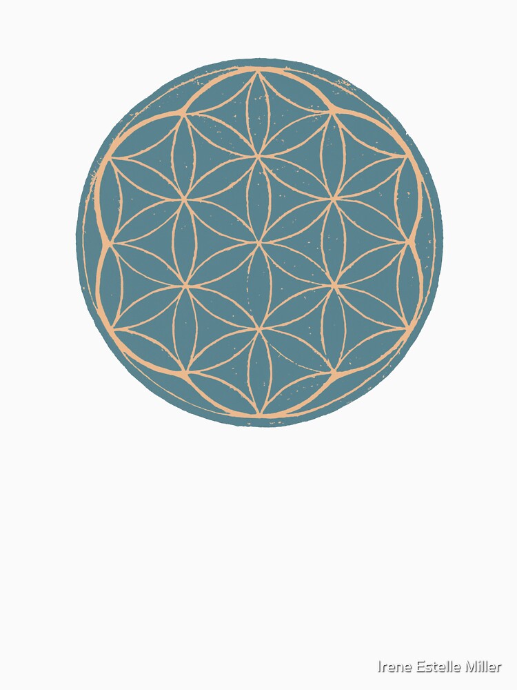 Flower of Life Linocut - Peacock + Melon by Irene Estelle