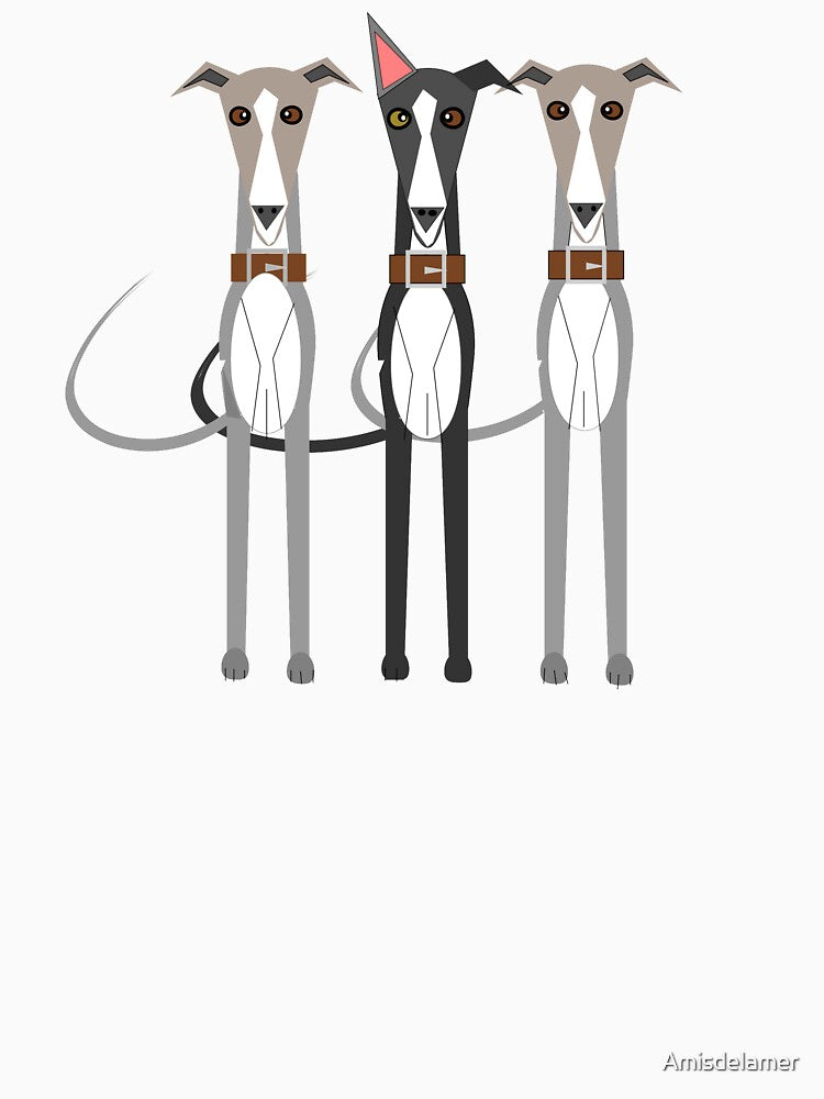 Three cartoon whippets by Amisdelamer