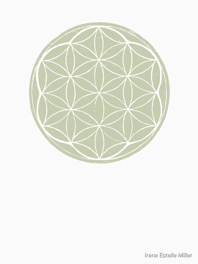 Flower of Life Linocut - Tea + Snow by Irene Estelle