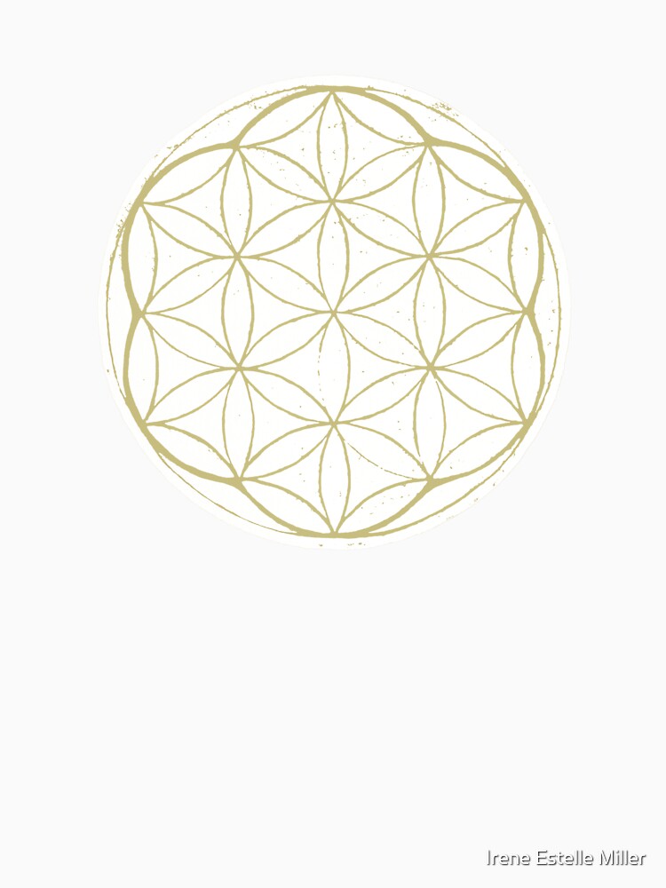 Flower of Life Linocut - Snow + Gold by Irene Estelle