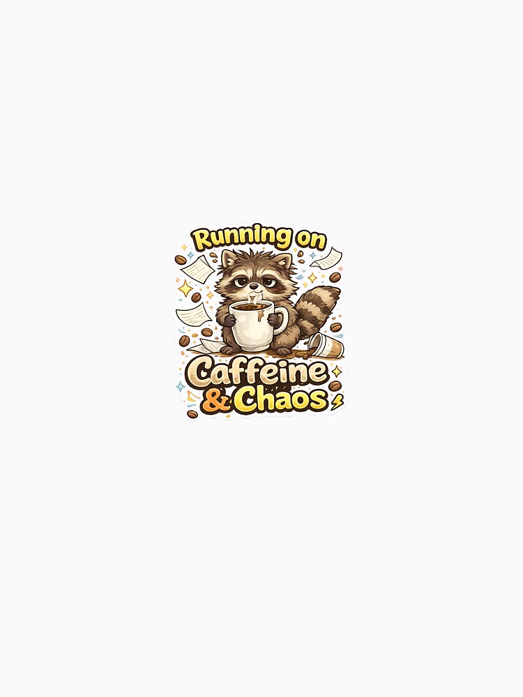 Running on Caffeine and Chaos Funny Coffee Sticker by Dropza