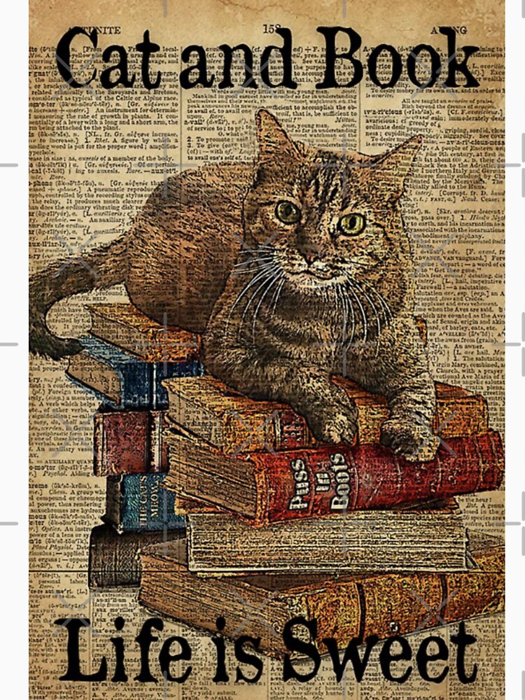 Cat and book life is sweet by NanLeArt