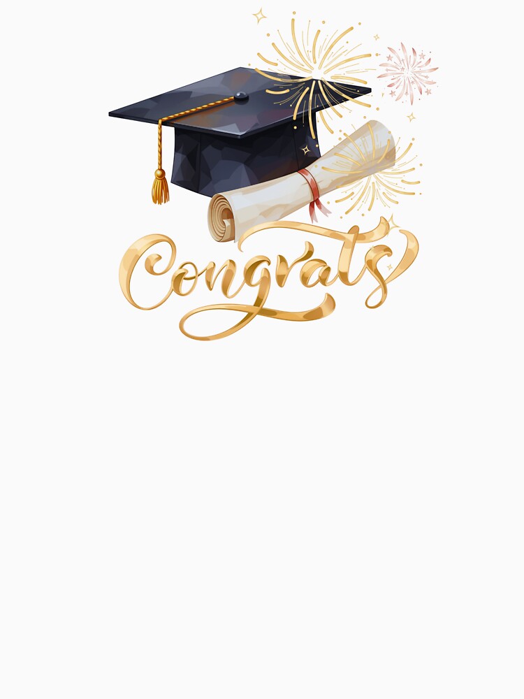 Congrats Graduate with Black Graduation Hat & Fireworks by JeweledDesigns