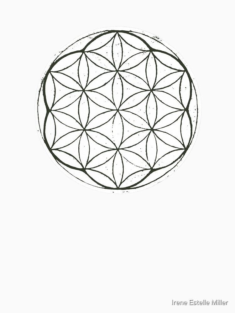 Flower of Life Linocut - Snow + Pine by Irene Estelle