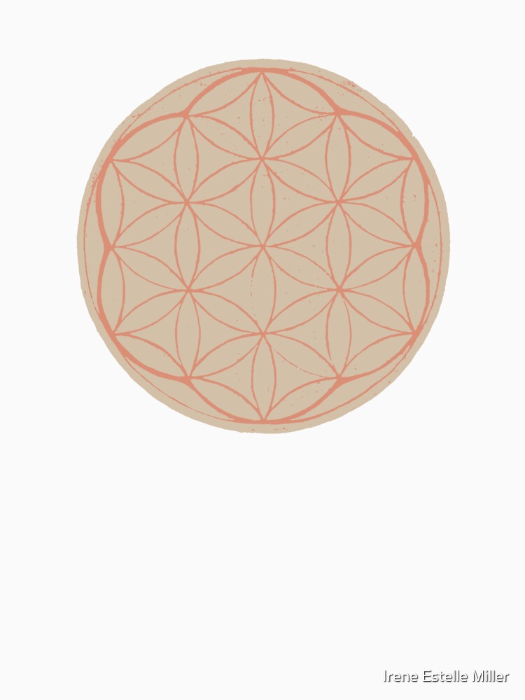 Flower of Life Linocut - Dove + Coral by Irene Estelle