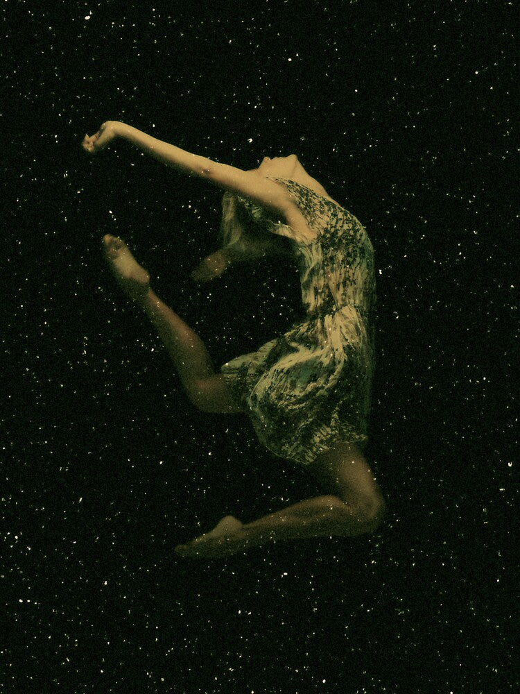 The woman dances among the stars. Futuristic, surreal art by Drawings Project